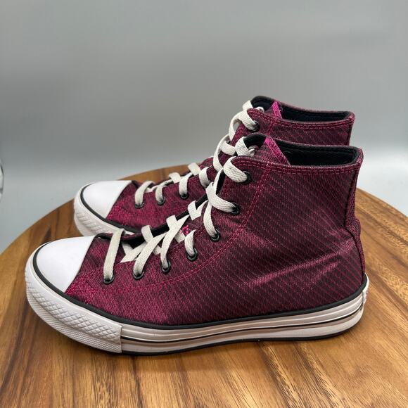 Converse Chuck Taylor Lift Hi Platform Shoes Big Kids 7 Sparkle Pink Sneakers - Picture 3 of 8